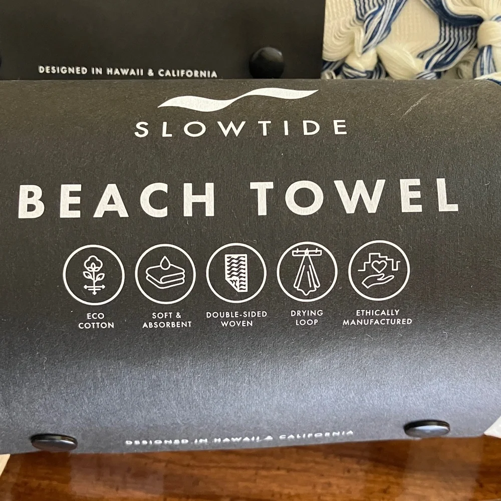 Slowtide Blue and White Beach Towel. Sale today. 2/$100 and free shipping. NWT.